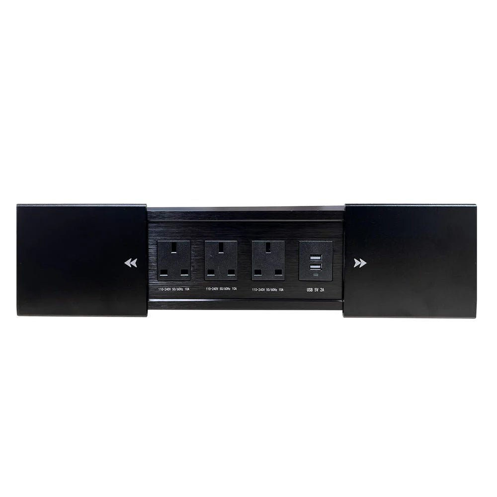 2 Way Slide Table Top Rectangular Shape Socket, Black - Modern Office Furniture Dubai