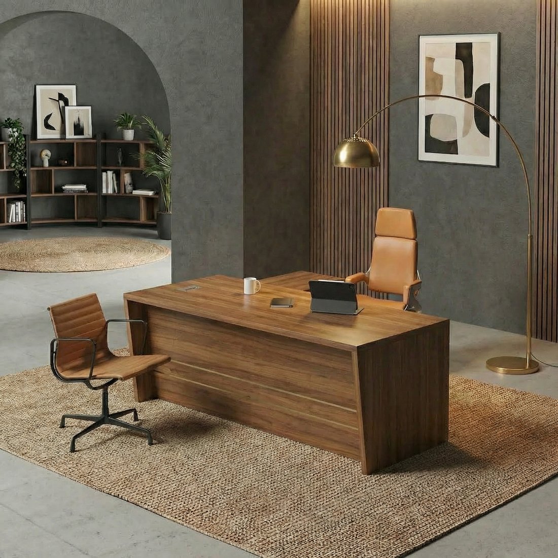 Simon Executive Desk Premium Manager Office Furnitu... - Modern Office Furniture Dubai