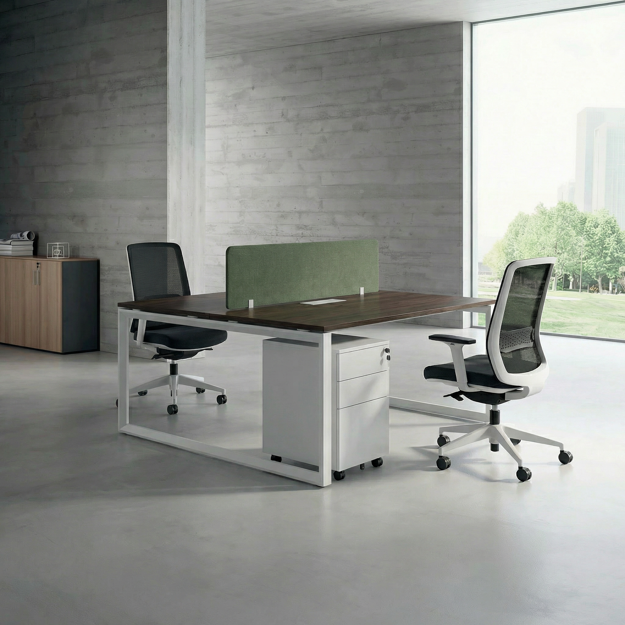 Tenet Pro Series Workstation In Loop Leg-2 Person (Face To Face) White Frame