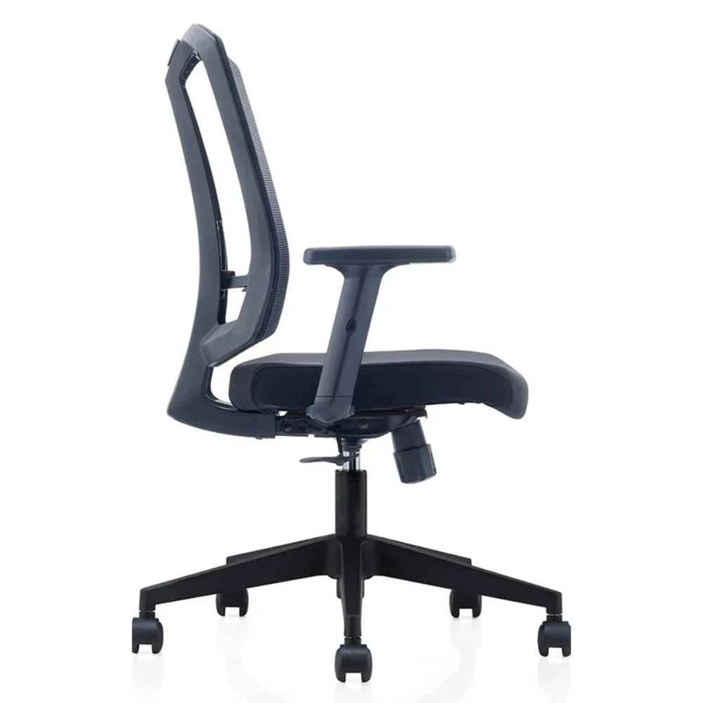 Mia Ergonomic Nylon Base Medium Back Chair (Black)