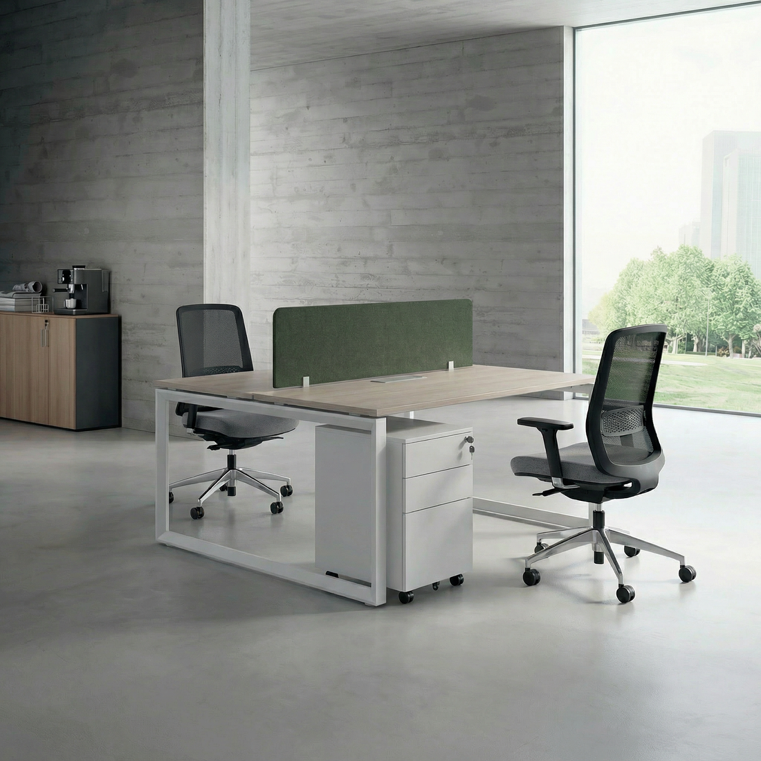 Tenet Pro Series Workstation In Loop Leg-2 Person (Face To Face) White Frame