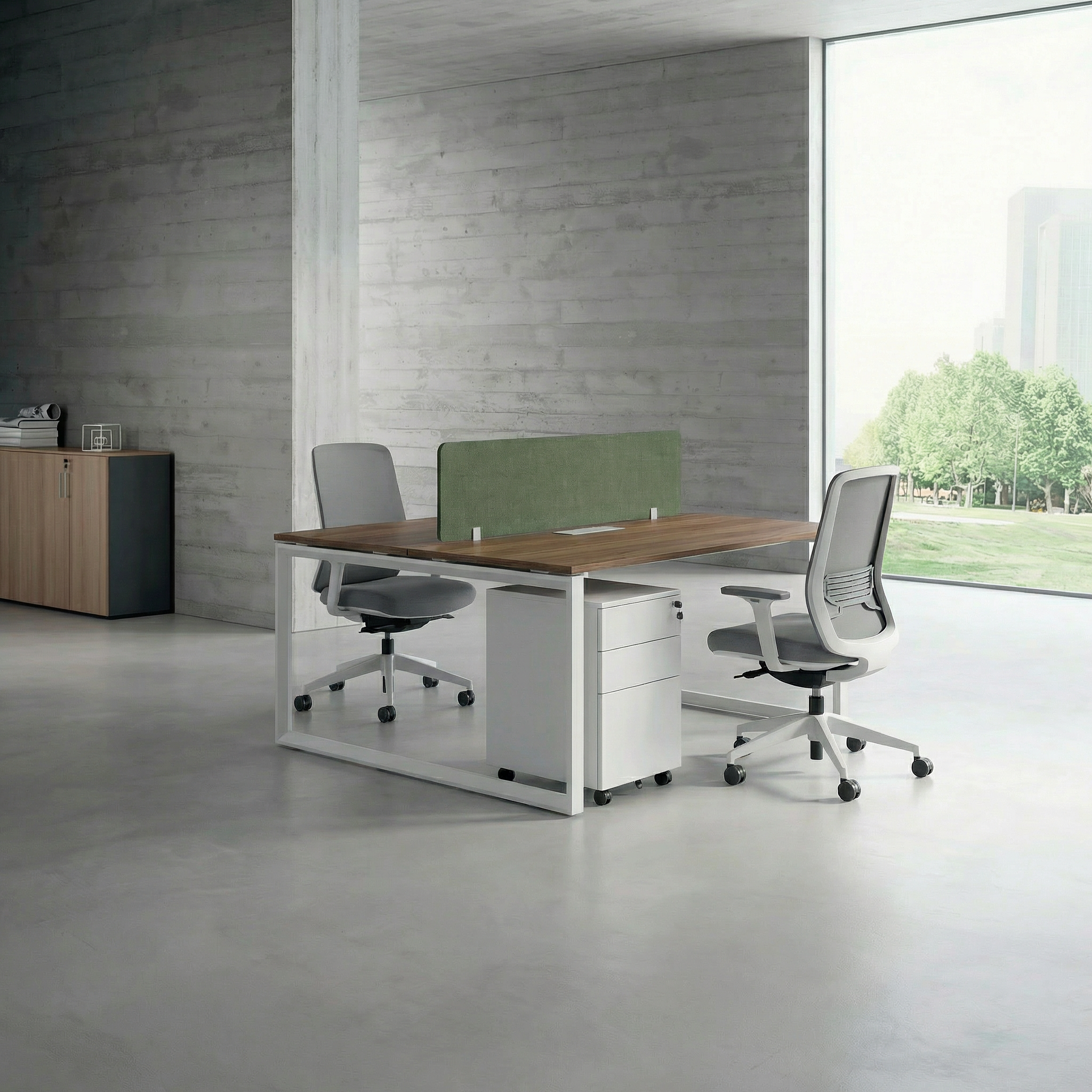 Tenet Pro Series Workstation In Loop Leg-2 Person (Face To Face) White Frame