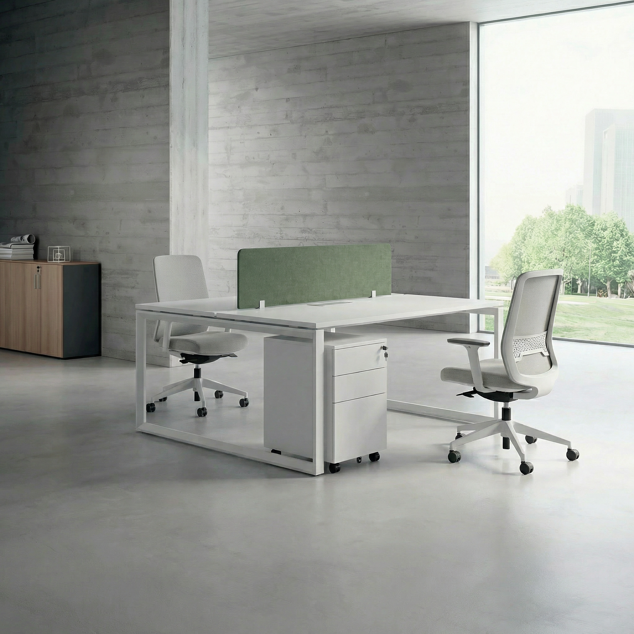 Tenet Pro Series Workstation In Loop Leg-2 Person (Face To Face) White Frame