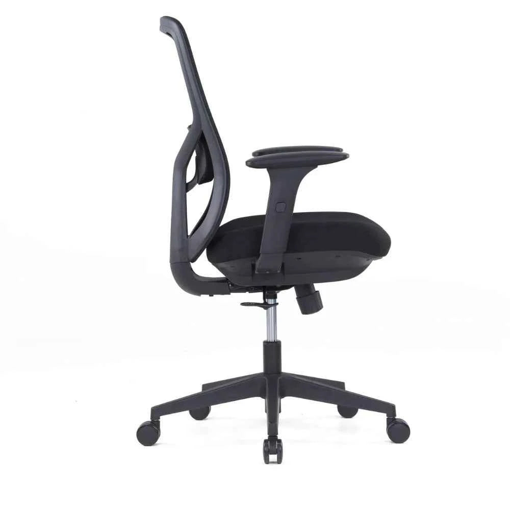 Ava Ergonomic Medium Back Chair (Black)