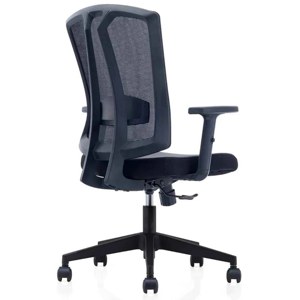 Mia Ergonomic Nylon Base Medium Back Chair (Black)