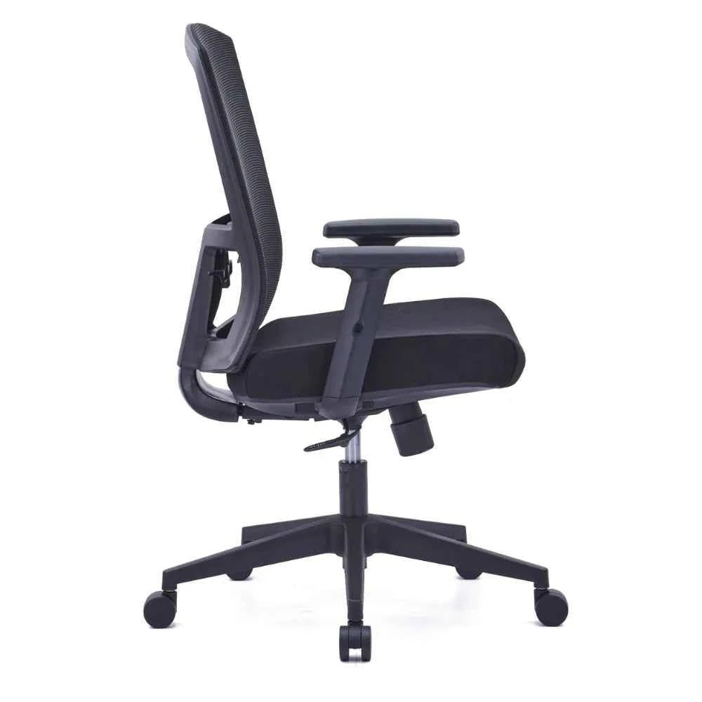 Anna Ergonomic Medium  Back Chair (Black)