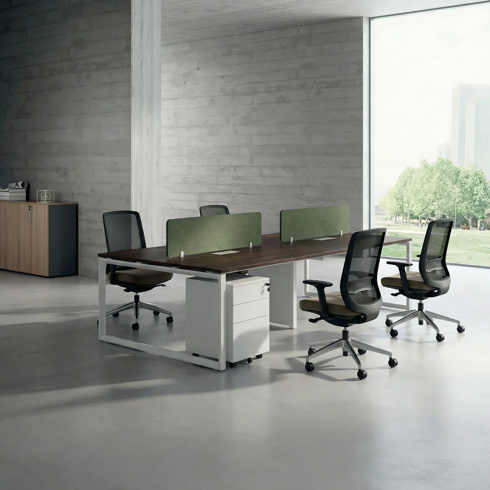 Tenet Pro Series Workstation In Loop Leg-4 Person (Face To Face) White Frame