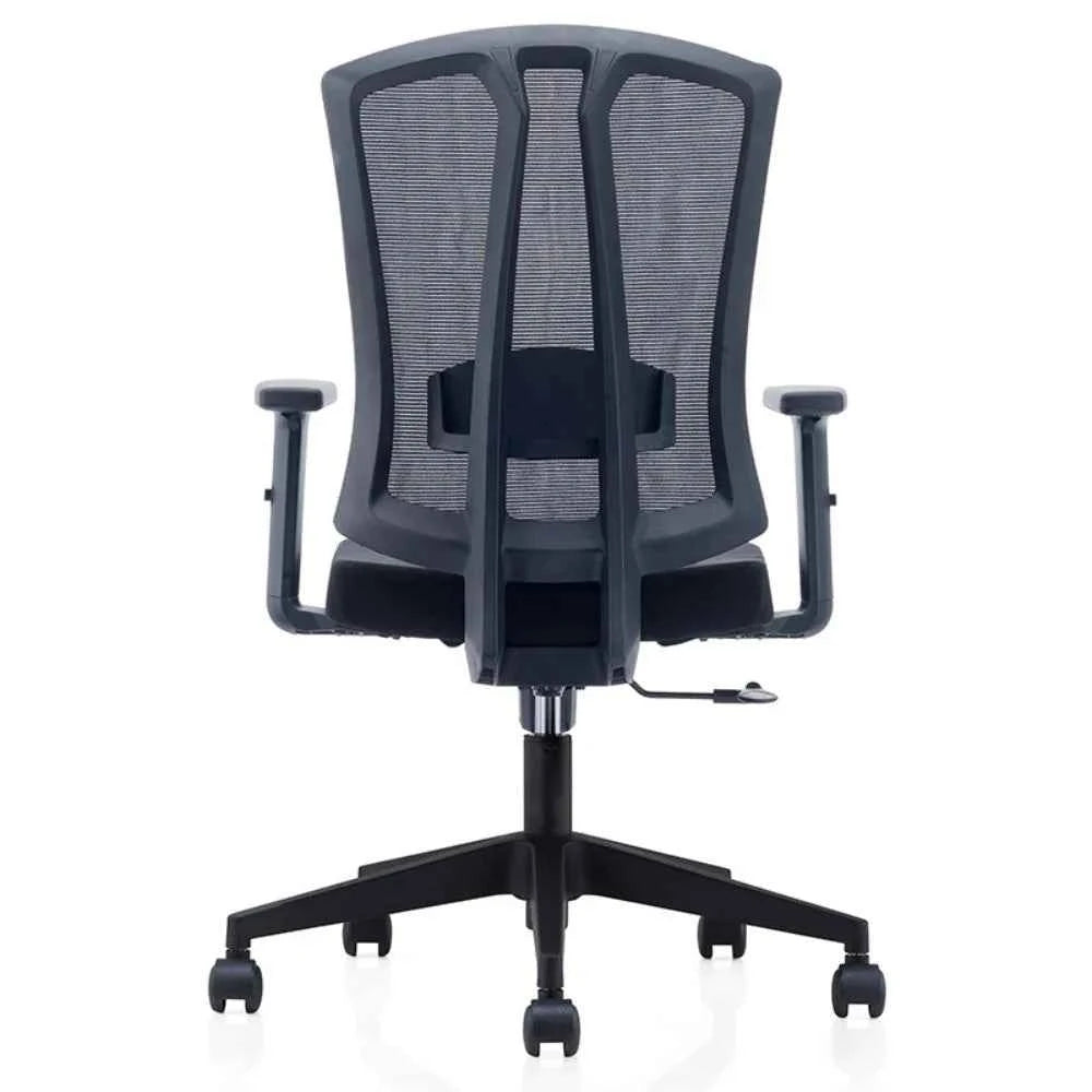 Mia Ergonomic Nylon Base Medium Back Chair (Black)