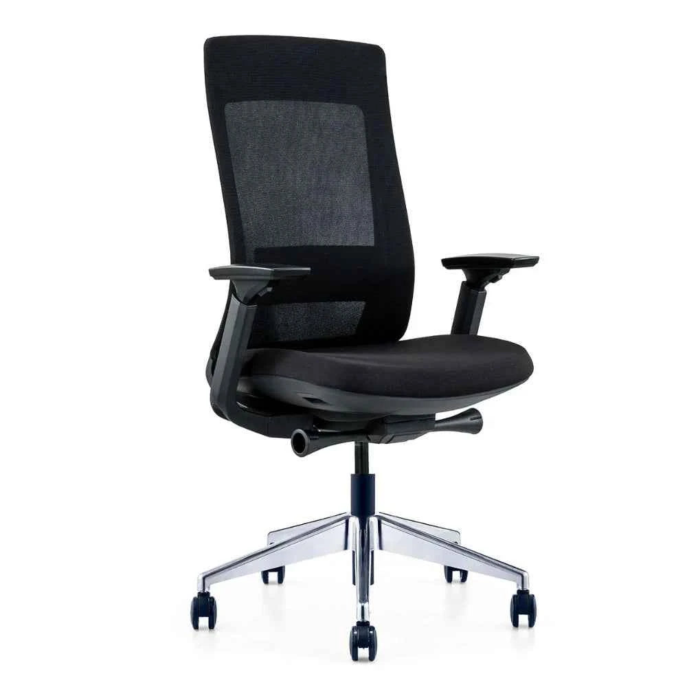 Greta Ergonomic Medium Back Chair (Black)