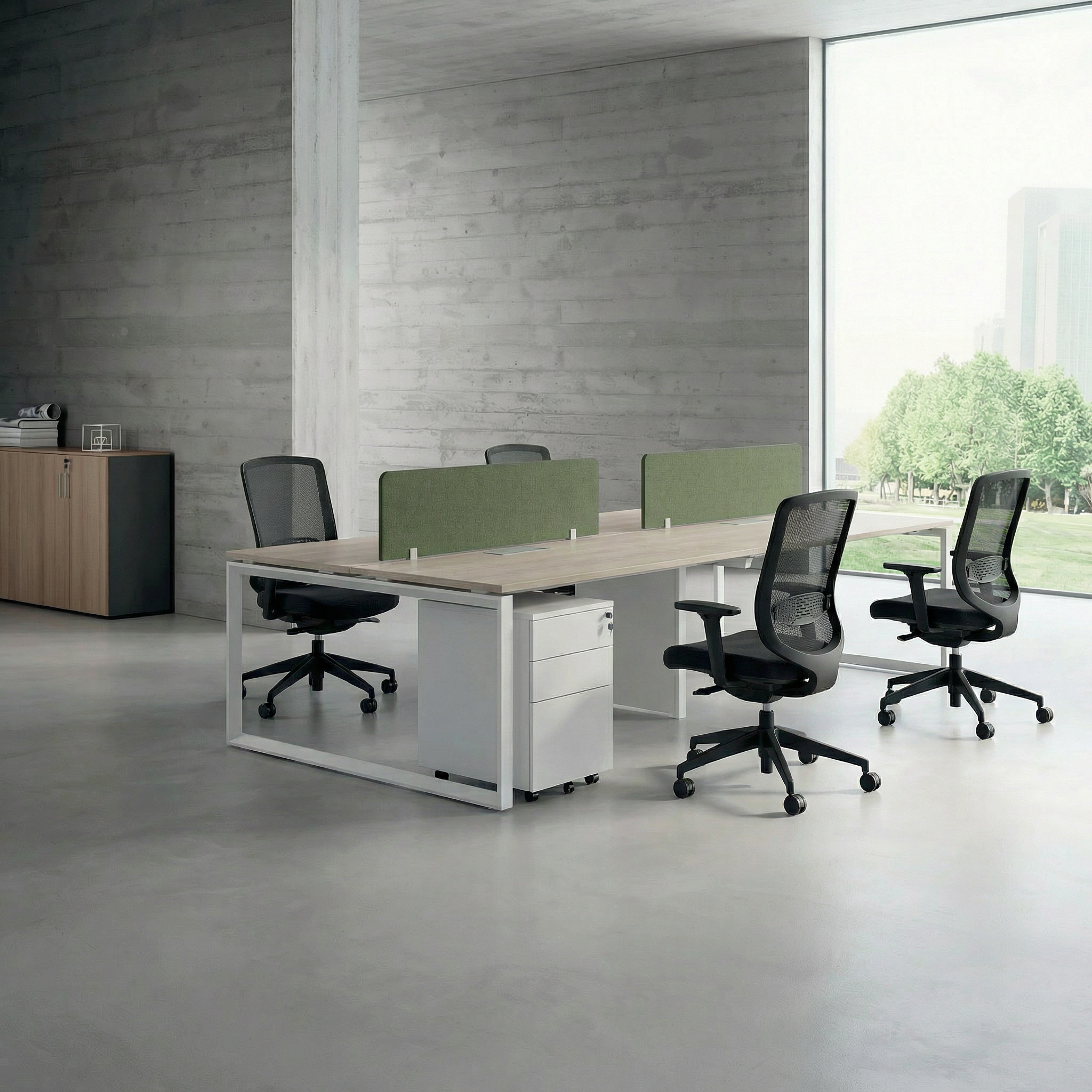 Tenet Pro Series Workstation In Loop Leg-4 Person (Face To Face) White Frame