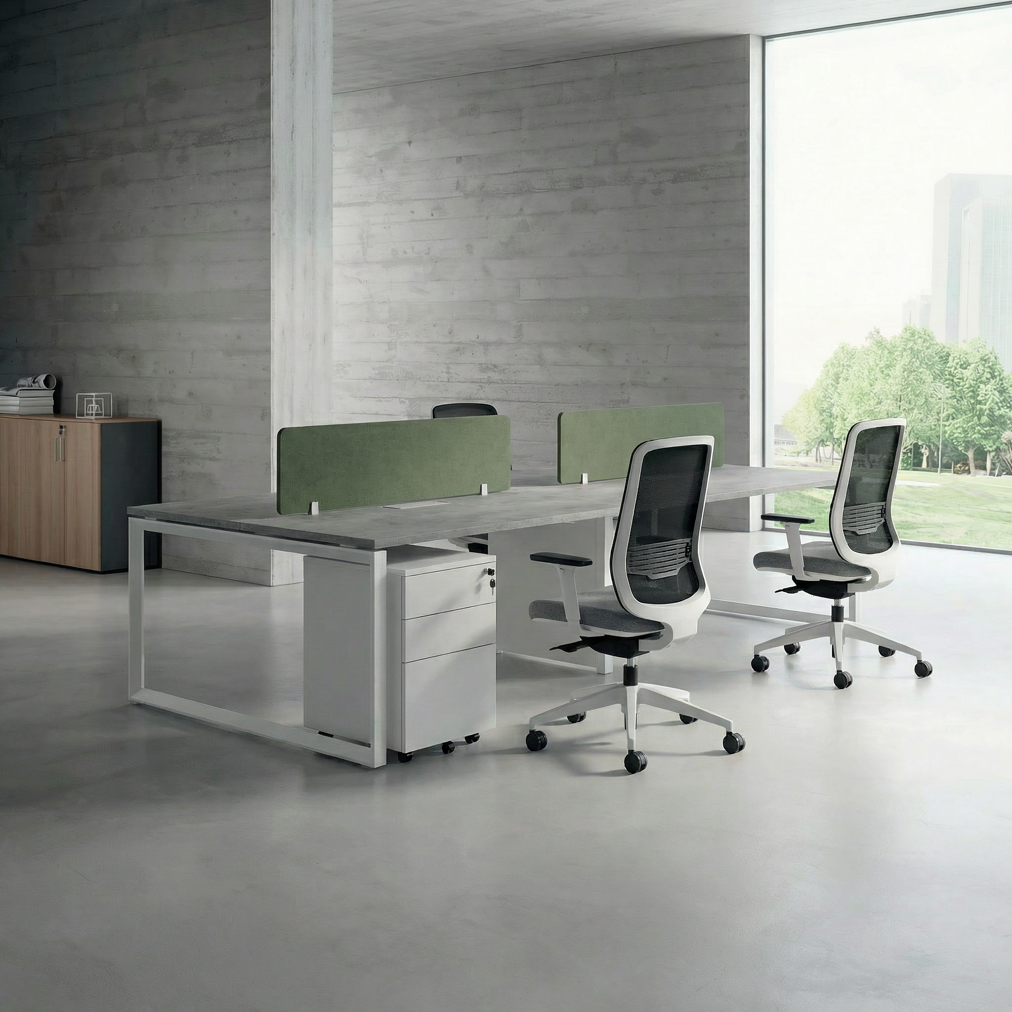 Tenet Pro Series Workstation In Loop Leg-4 Person (Face To Face) White Frame