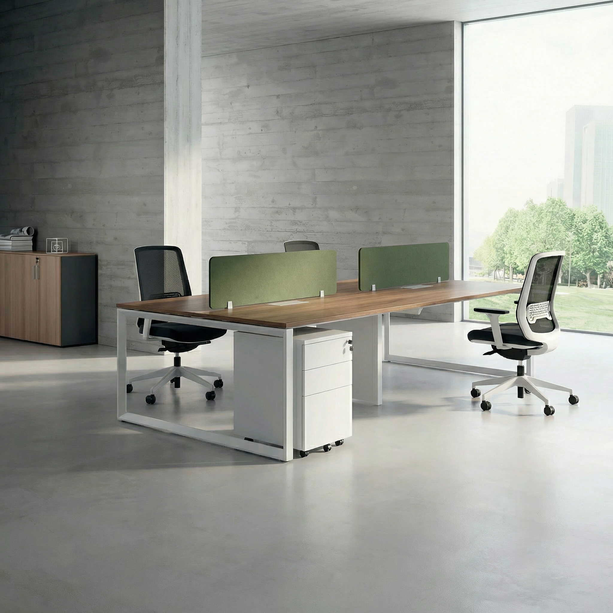 Tenet Pro Series Workstation In Loop Leg-4 Person (Face To Face) White Frame