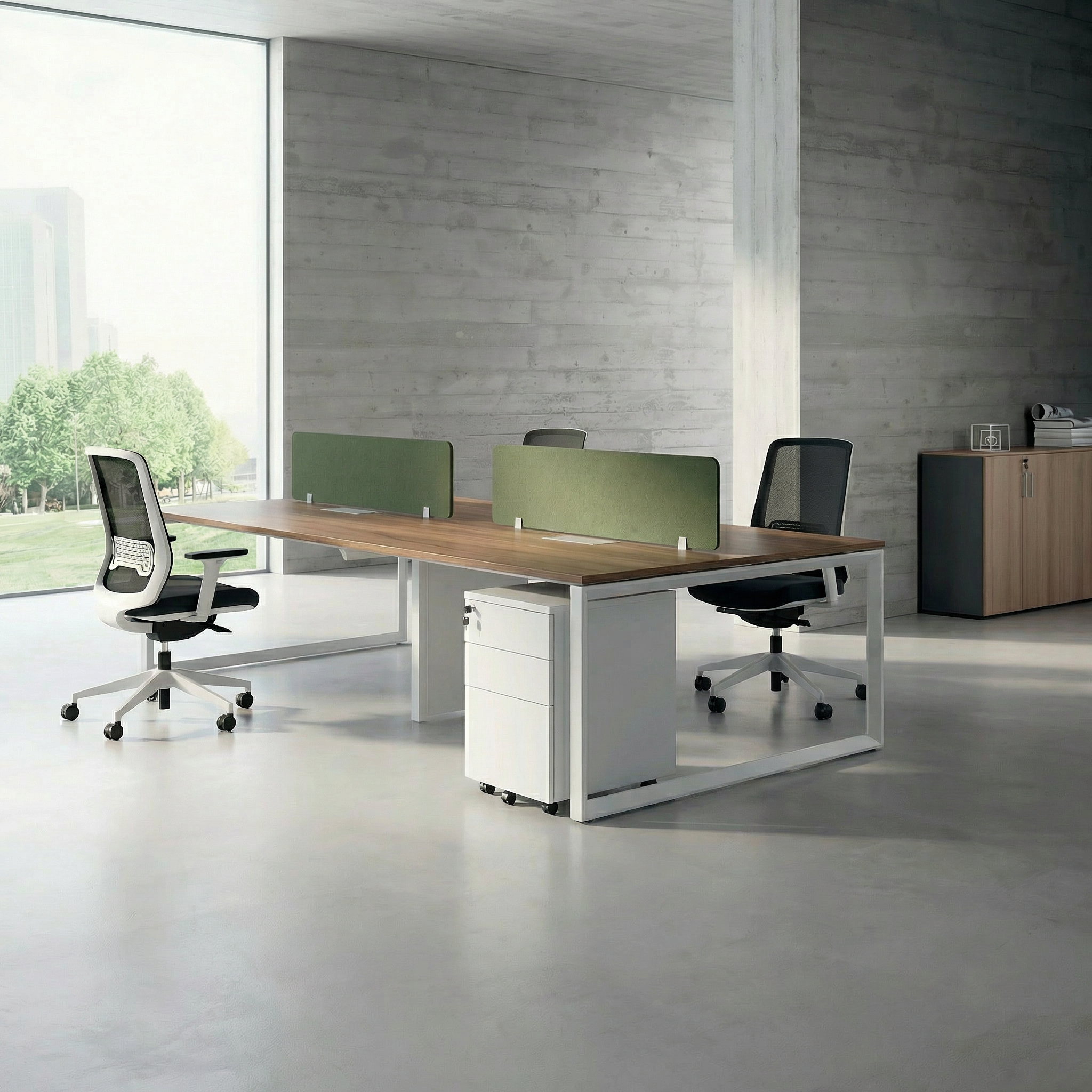 Tenet Pro Series Workstation In Loop Leg-4 Person (Face To Face) White Frame