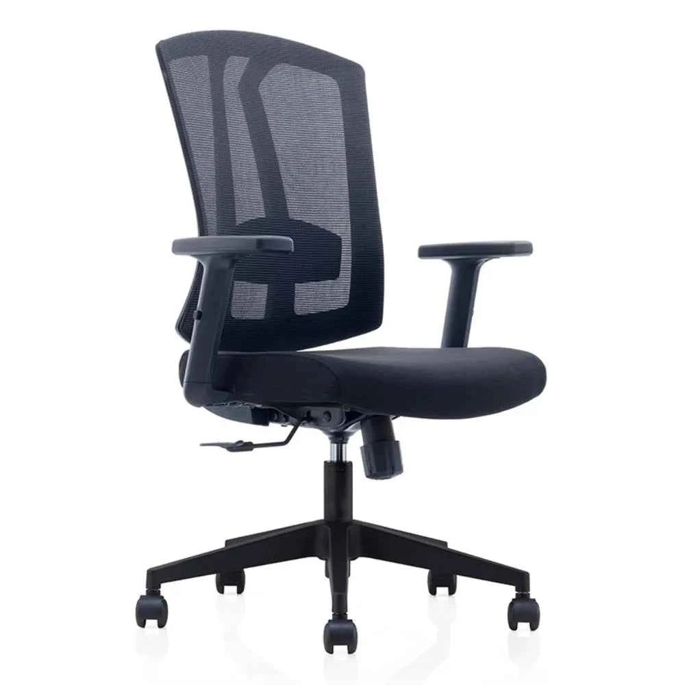 Mia Ergonomic Nylon Base Medium Back Chair (Black)