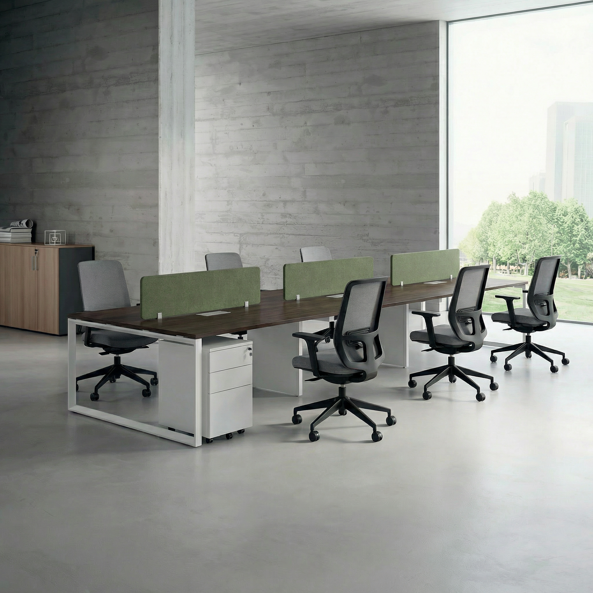 Tenet Pro Series Workstation In Loop Leg-6 Person (Face To Face) White Frame