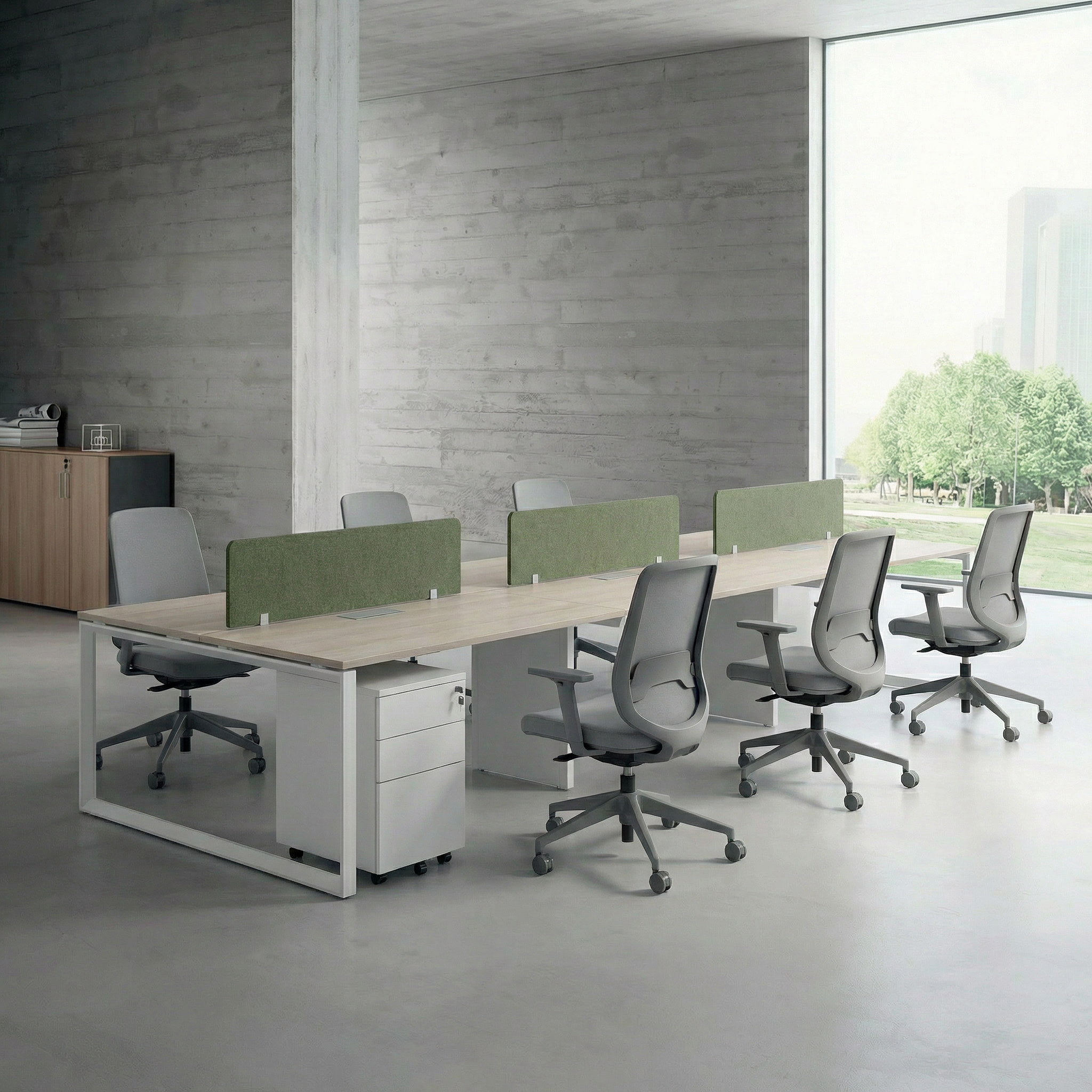 Tenet Pro Series Workstation In Loop Leg-6 Person (Face To Face) White Frame