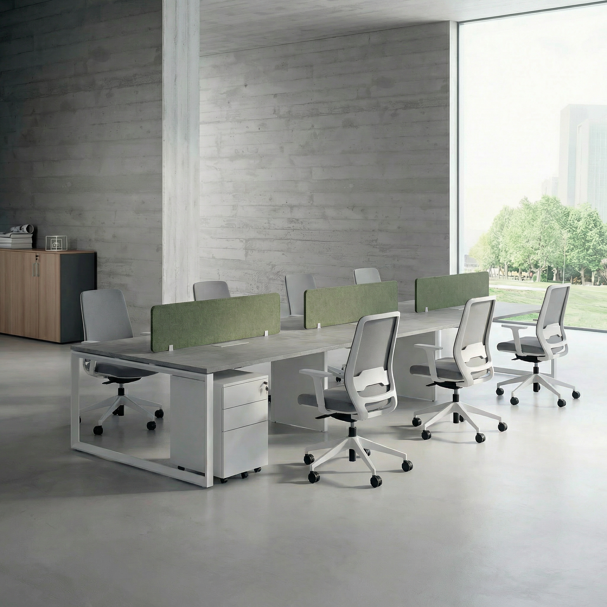 Tenet Pro Series Workstation In Loop Leg-6 Person (Face To Face) White Frame