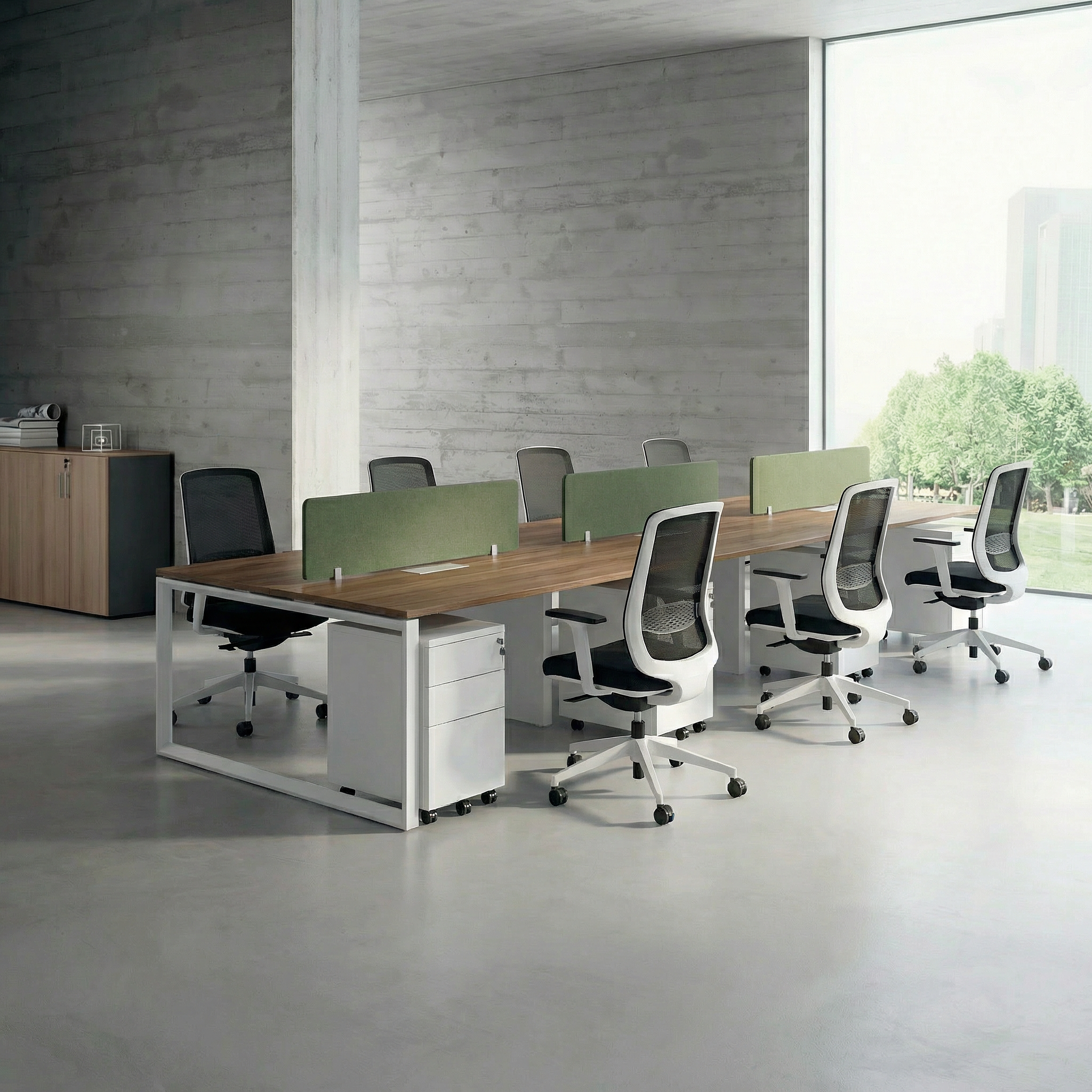 Tenet Pro Series Workstation In Loop Leg-6 Person (Face To Face) White Frame