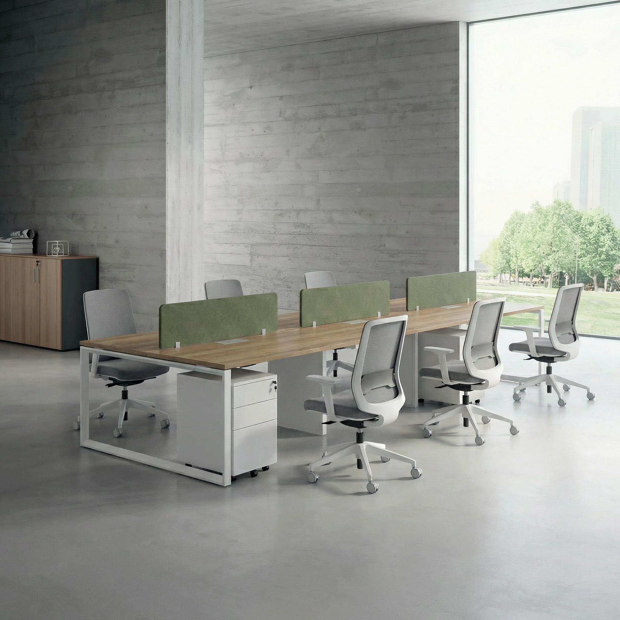 Tenet Pro Series Workstation In Loop Leg-6 Person (Face To Face) White Frame