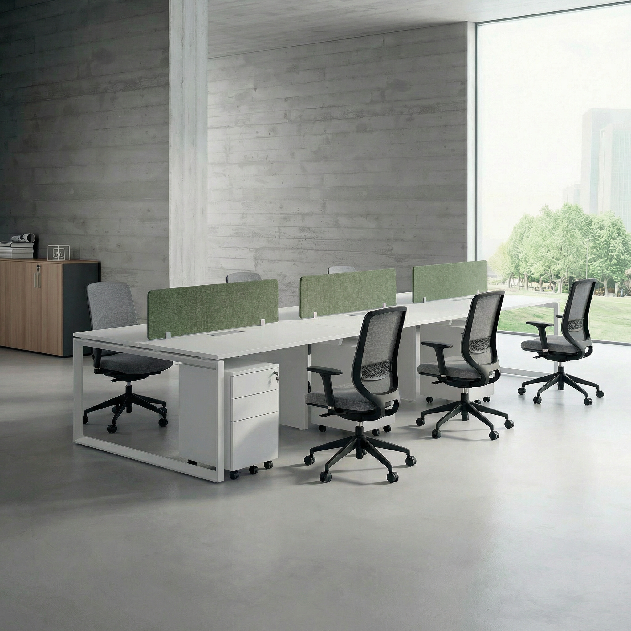 Tenet Pro Series Workstation In Loop Leg-6 Person (Face To Face) White Frame