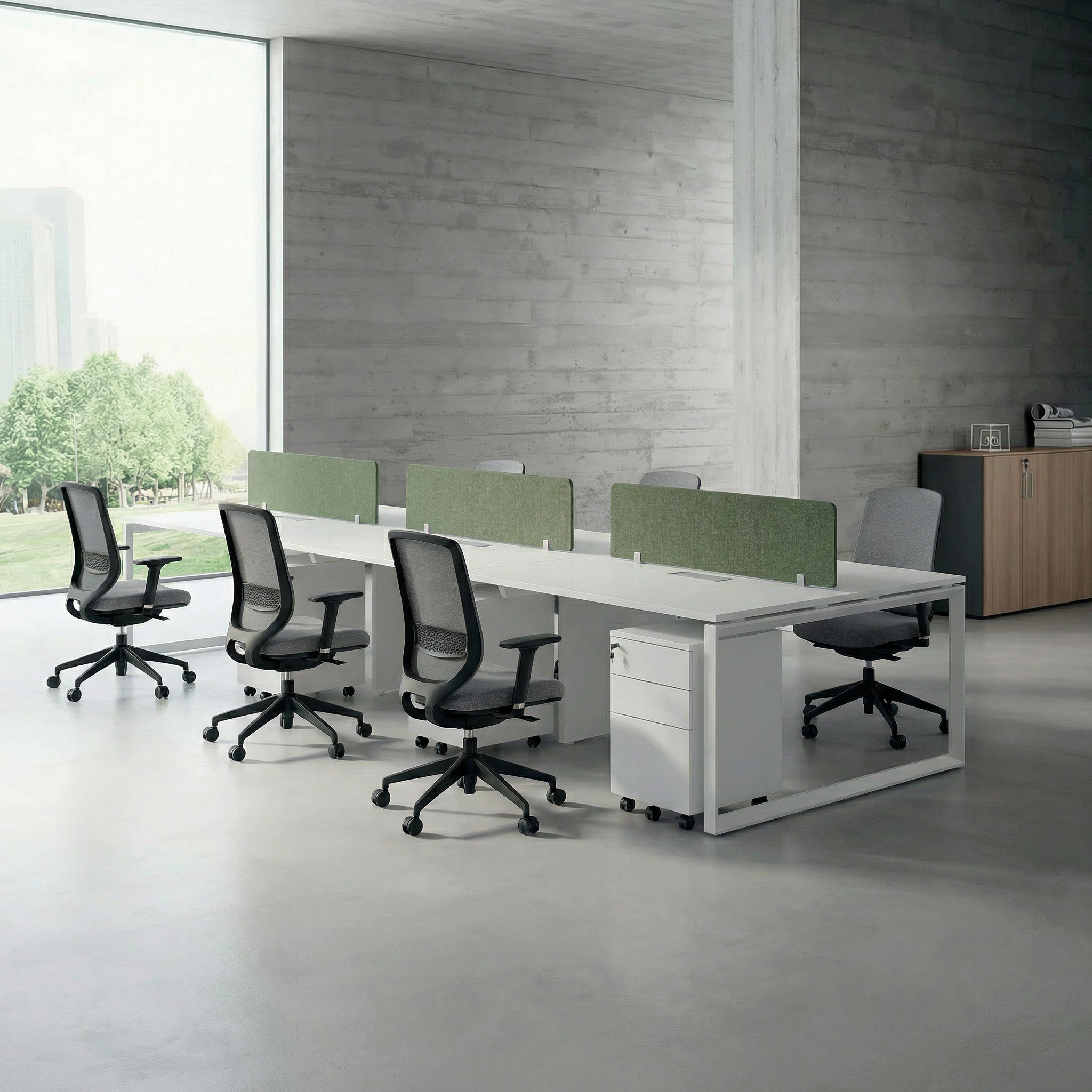 Tenet Pro Series Workstation In Loop Leg-6 Person (Face To Face) White Frame