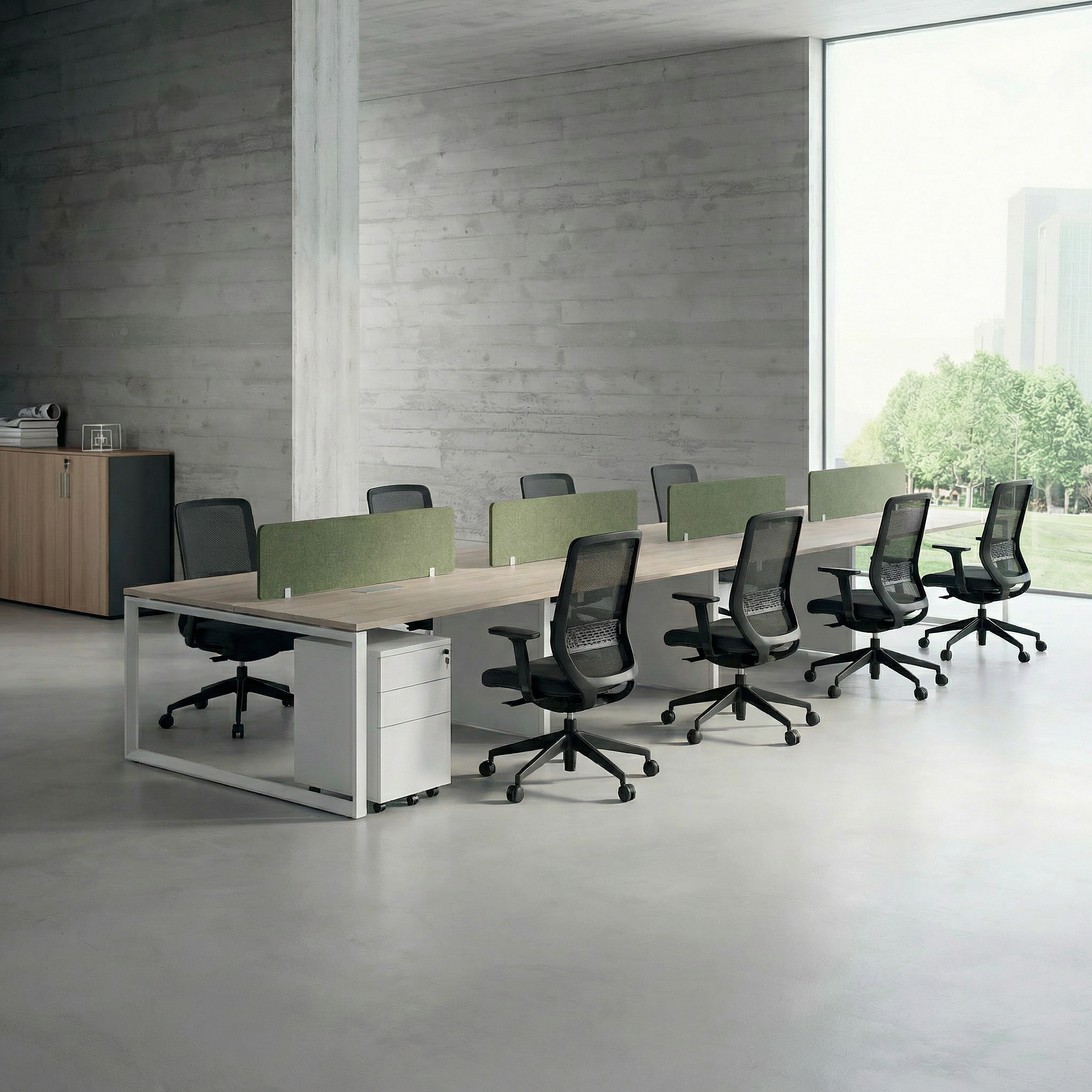 Tenet Pro Series Workstation In Loop Leg 8-Person (Face To Face) White Frame