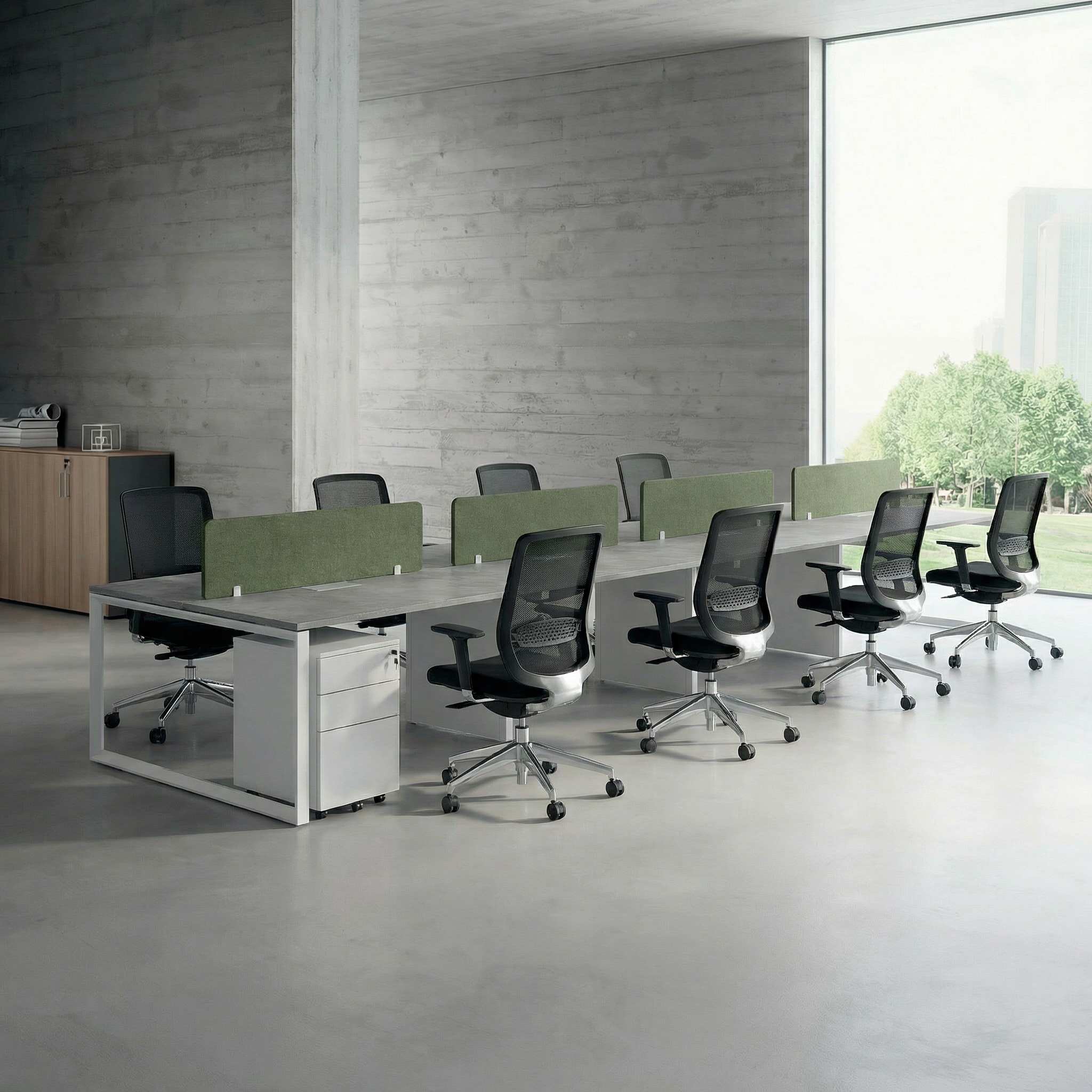 Tenet Pro Series Workstation In Loop Leg 8-Person (Face To Face) White Frame