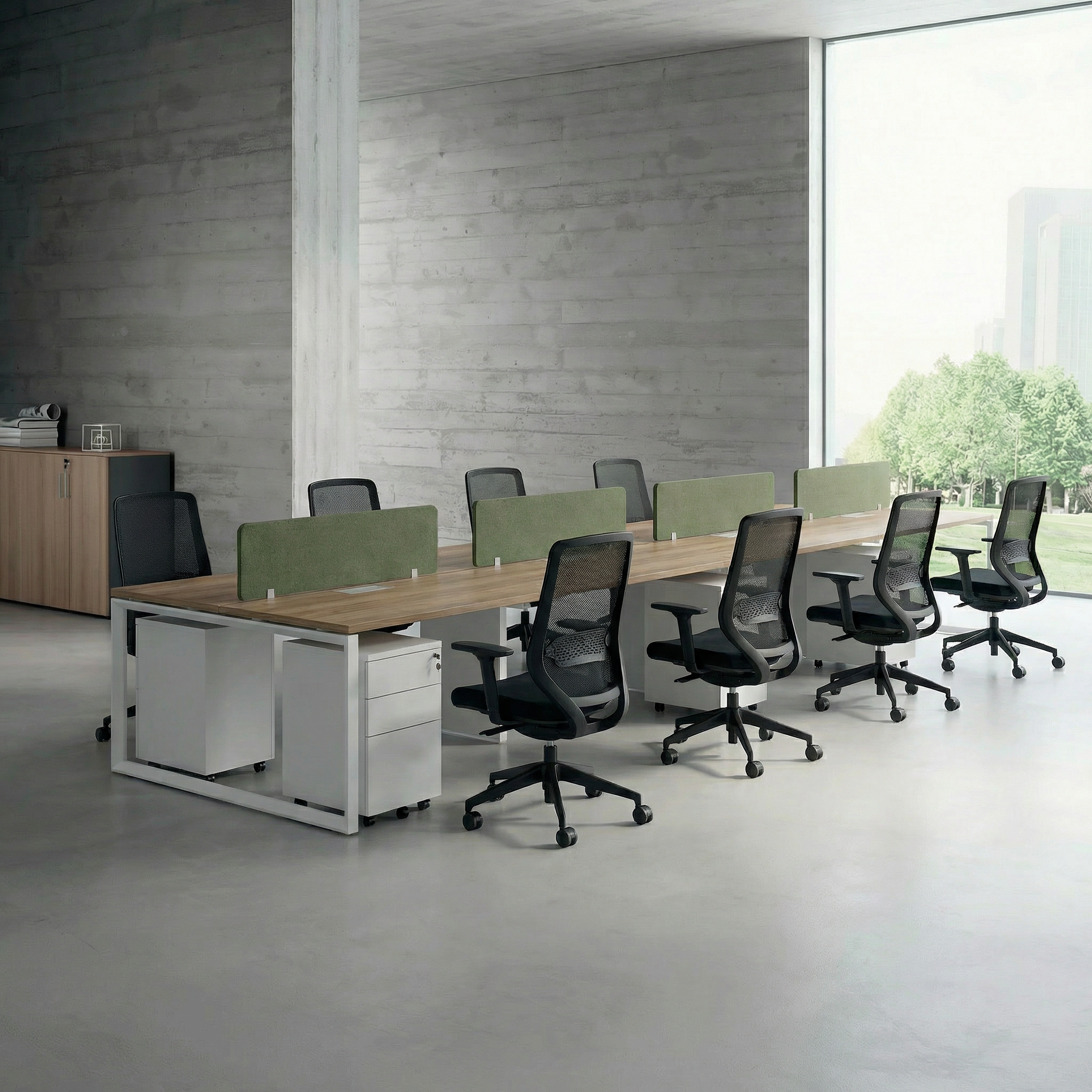 Tenet Pro Series Workstation In Loop Leg 8-Person (Face To Face) White Frame