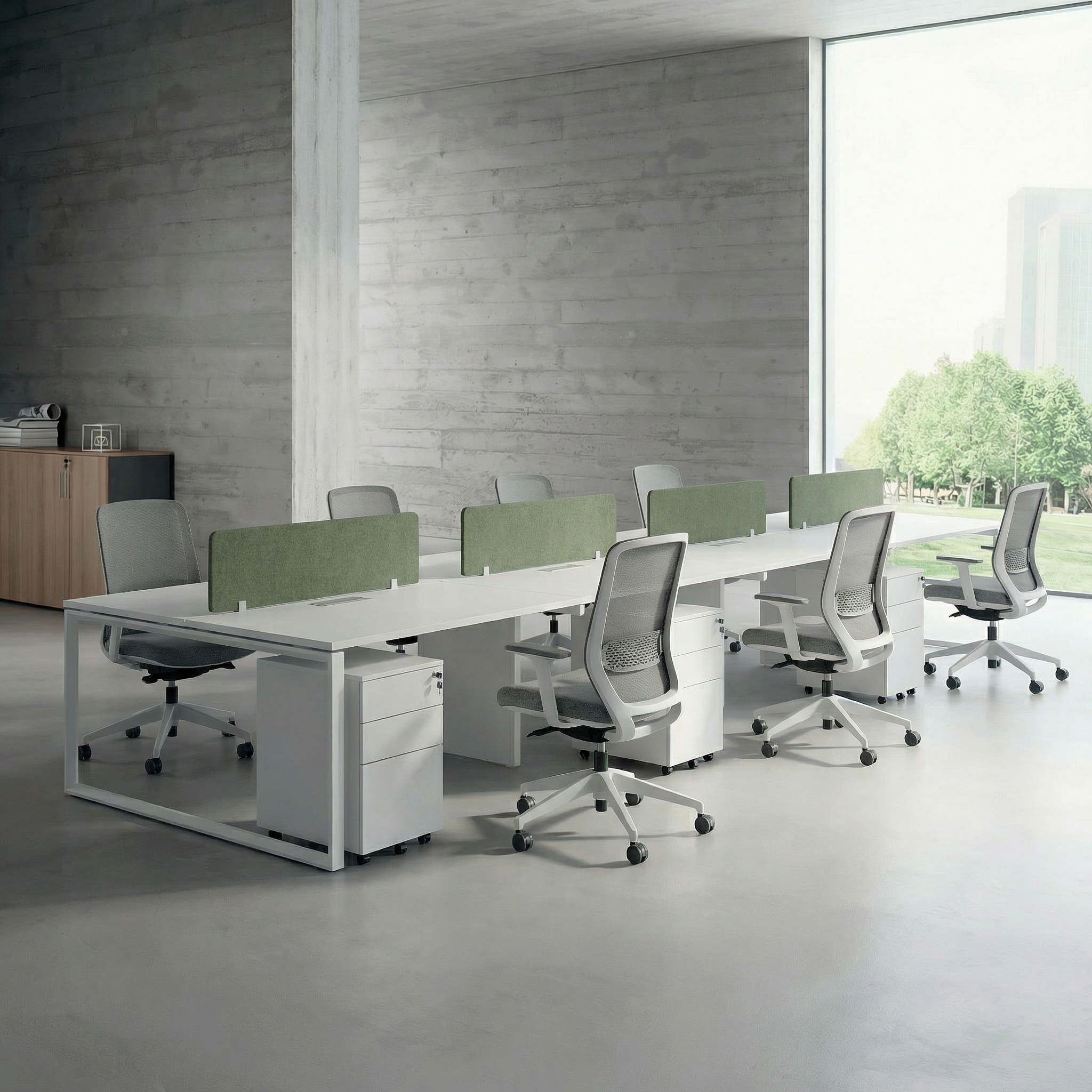 Tenet Pro Series Workstation In Loop Leg 8-Person (Face To Face) White Frame