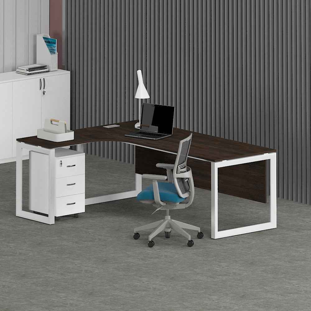 Solana L-Shaped Executive Desk (Curve Table Top)