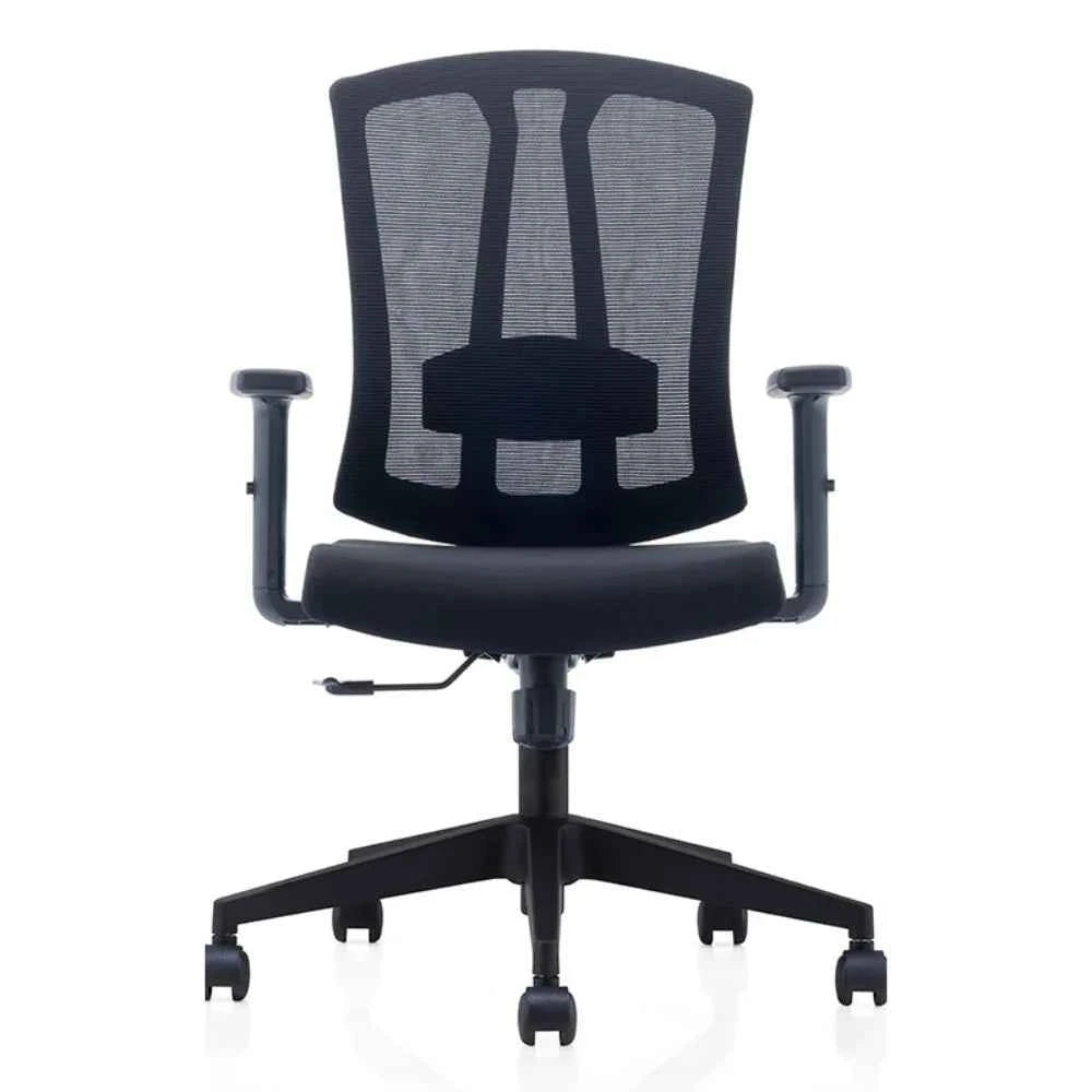 Mia Ergonomic Nylon Base Medium Back Chair (Black)