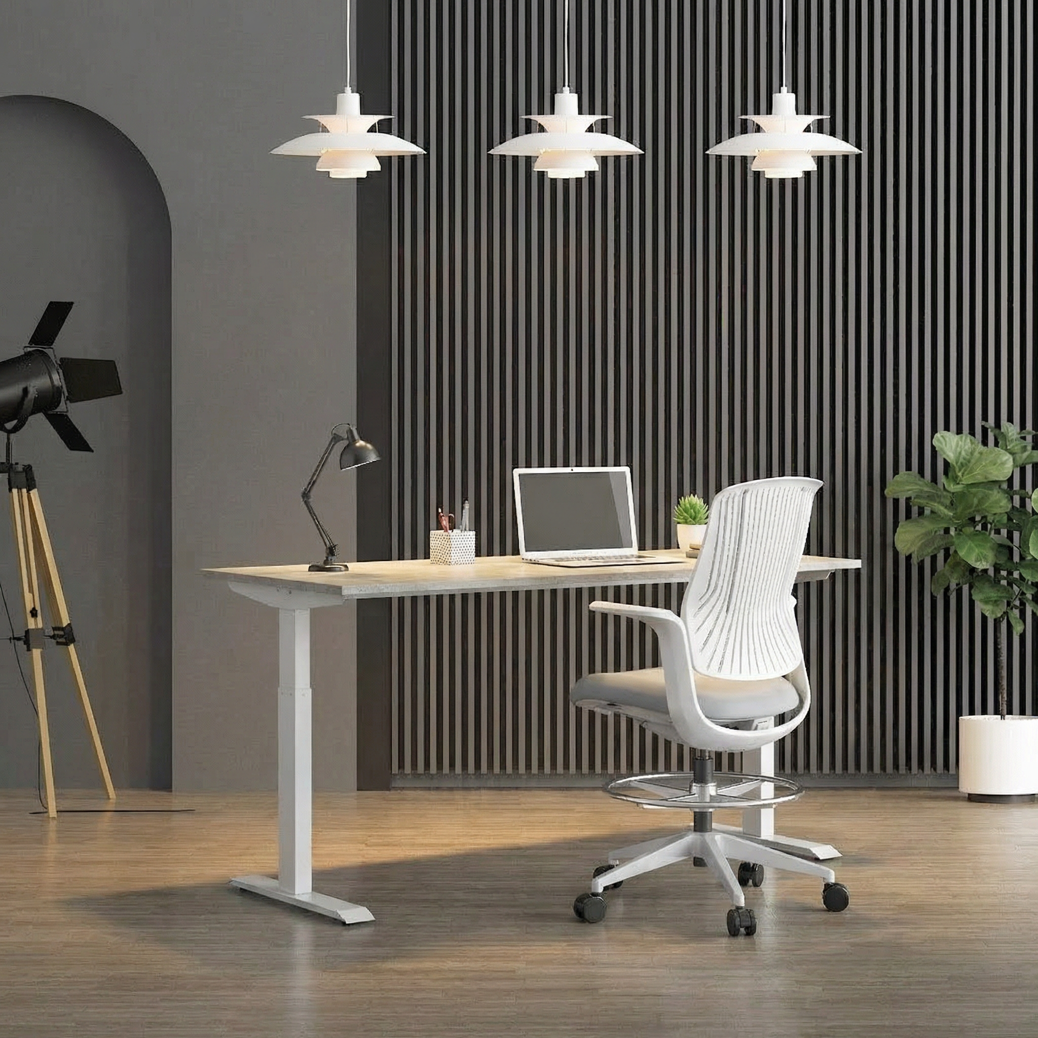 Electric Dual Motor Height Adjustable Standing Table (White Frame)