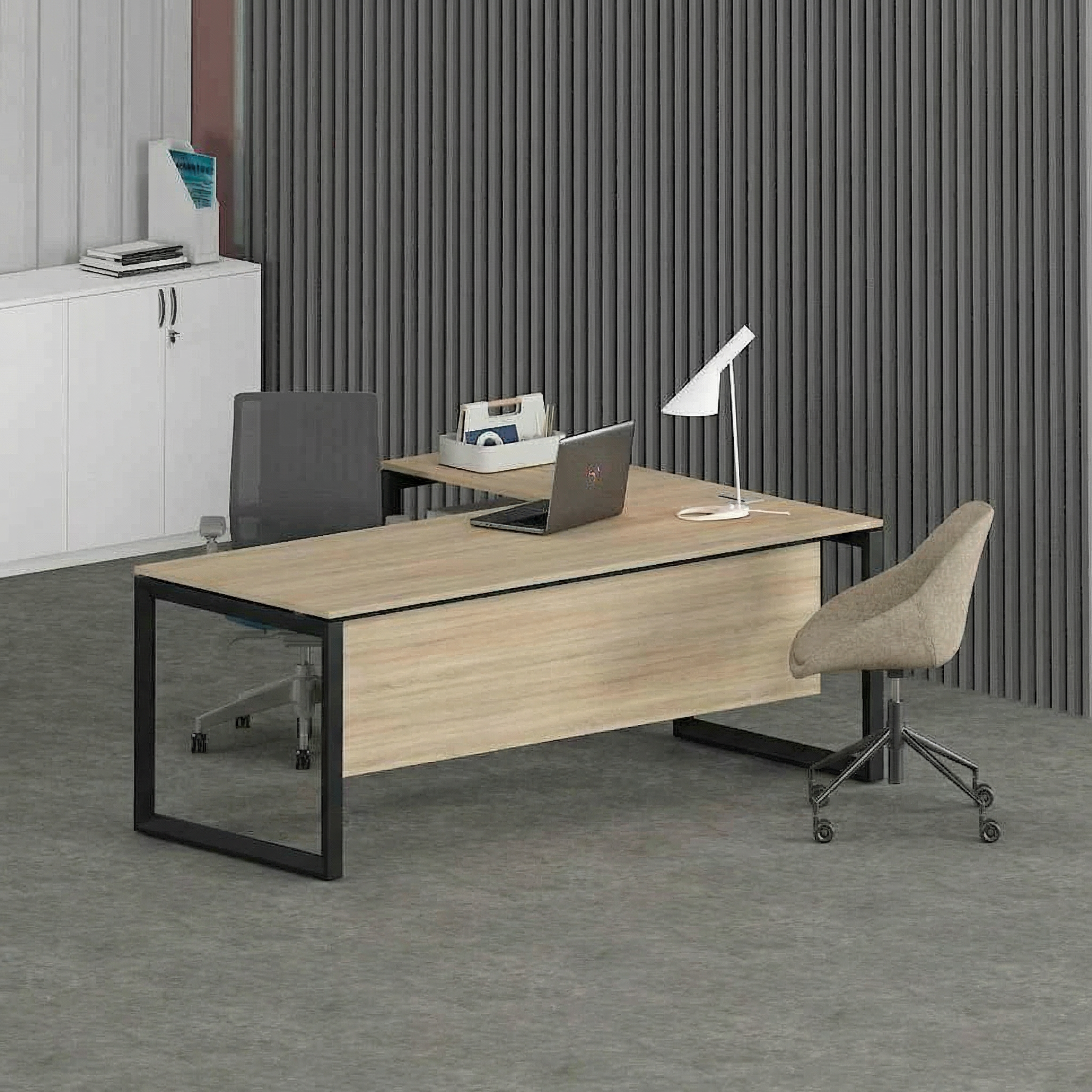 Solana L-Shaped Executive Desk (Black Frame)
