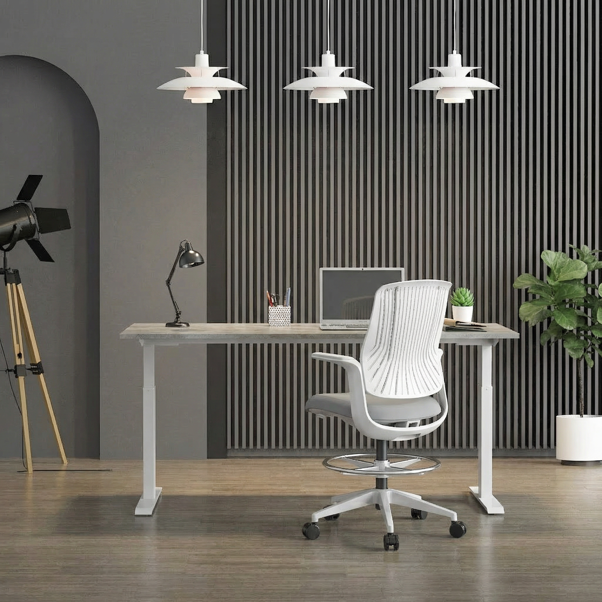 Electric Dual Motor Height Adjustable Standing Table (White Frame)