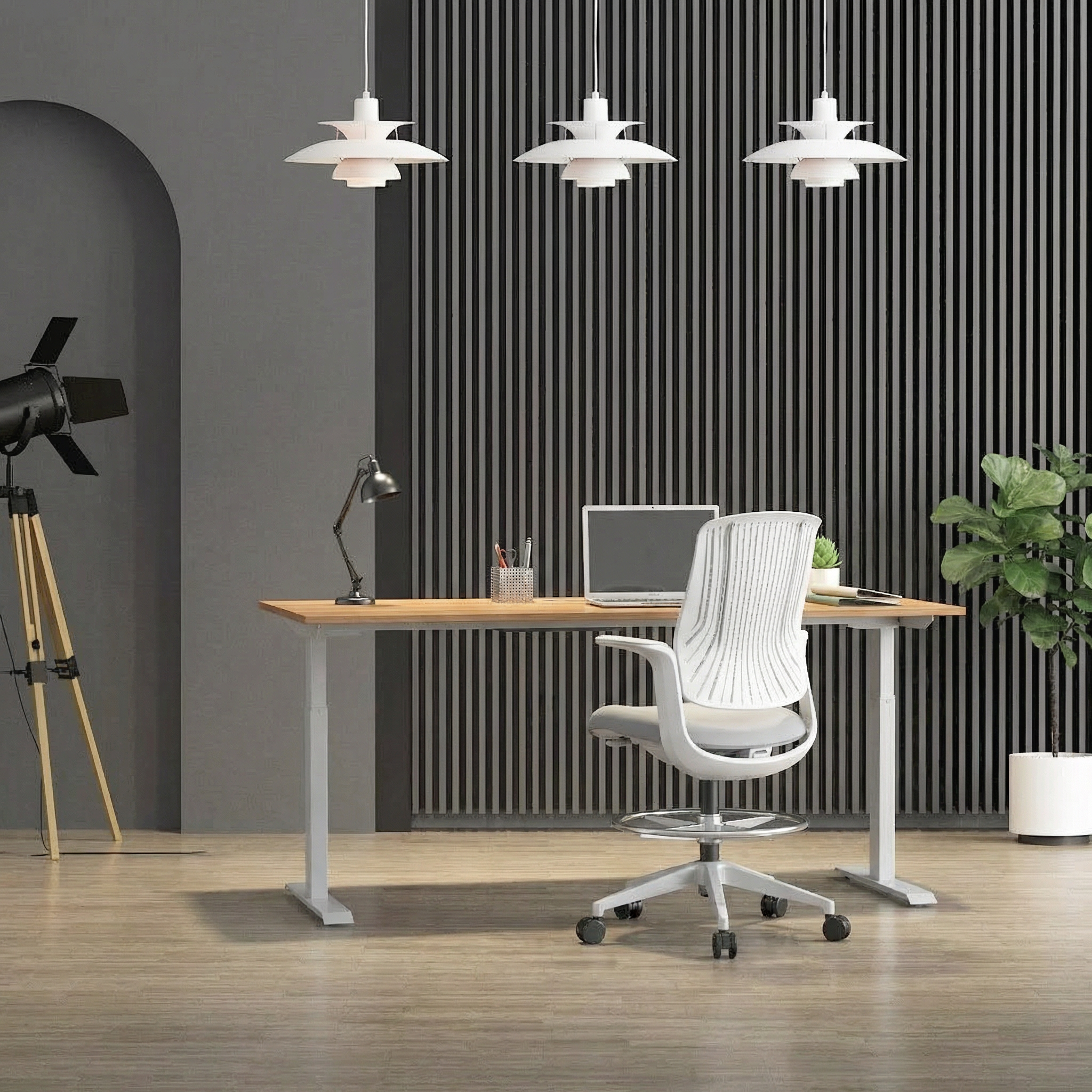 Electric Dual Motor Height Adjustable Standing Table (White Frame)