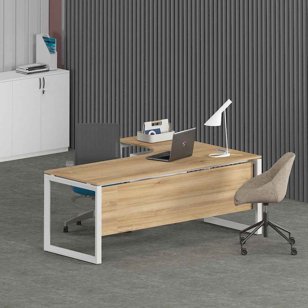 Solana L-Shaped Executive Desk (Curve Table Top)