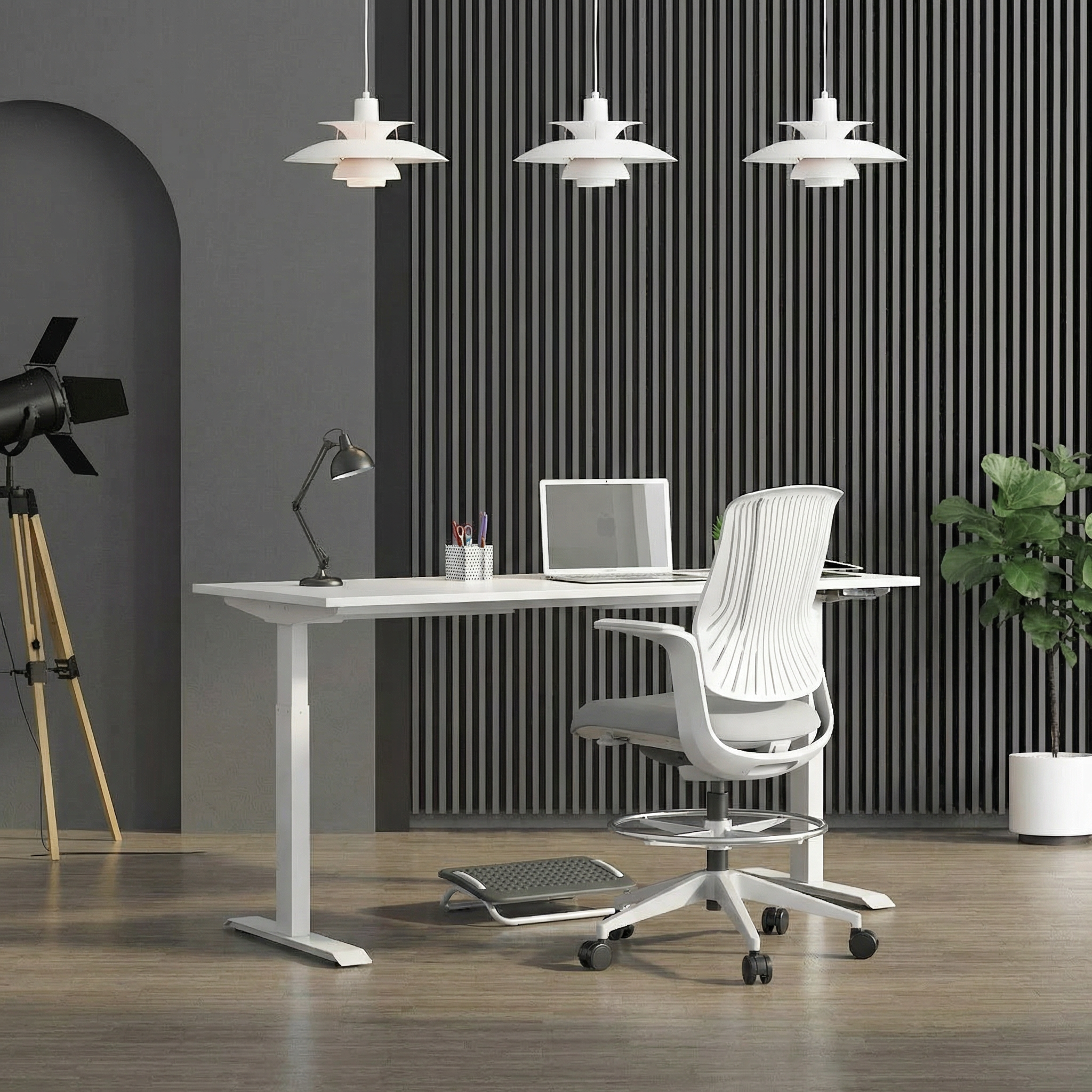 Electric Dual Motor Height Adjustable Standing Table (White Frame)