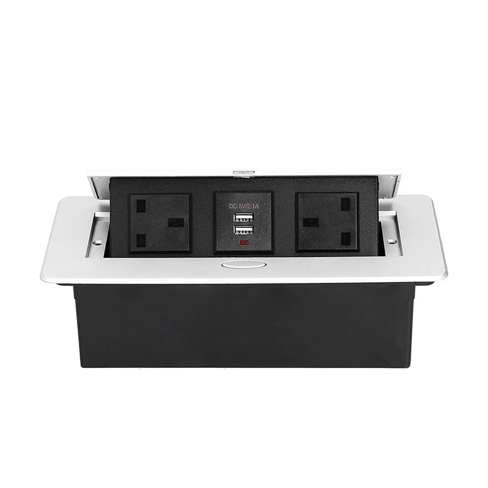 Table Top Rectangular Shape, Hydraulic Push to Open Socket, Silver