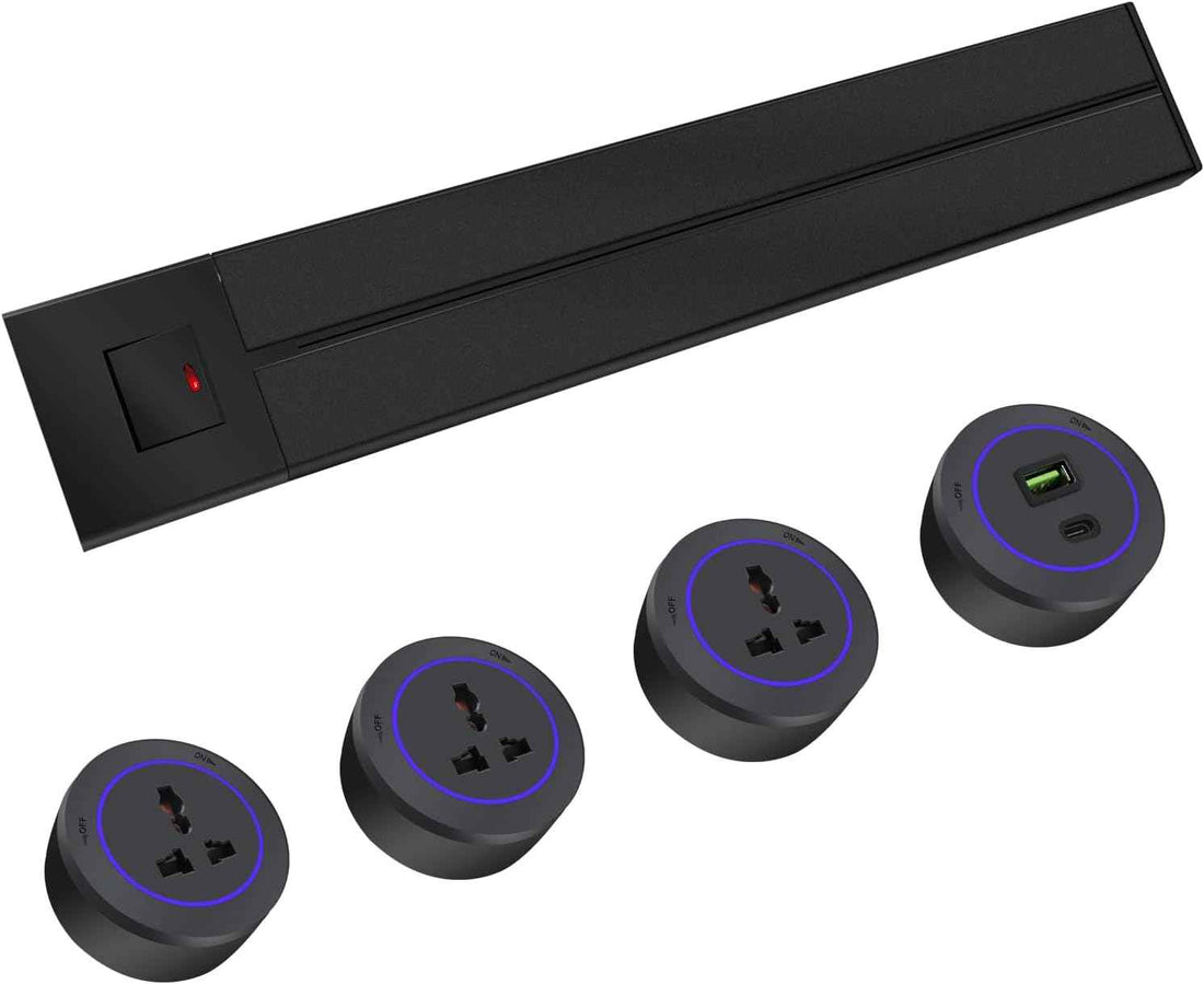 Track socket;Removable Electrical Track Outlet 50CM Track 8000w; 3 Universal socket, USB-C PD 20W Super charging,Suitable for Kitchen, Living Room,Study, Office (black)