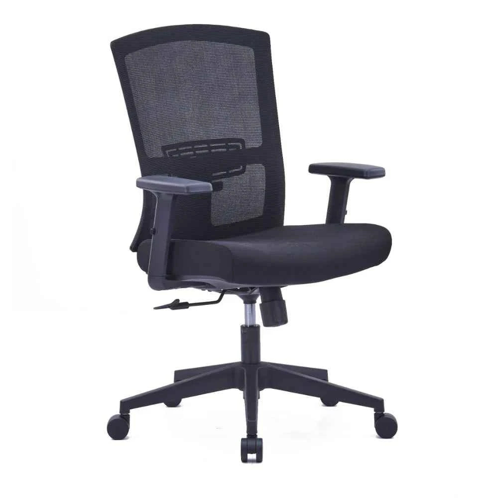 Anna Ergonomic Medium  Back Chair (Black)