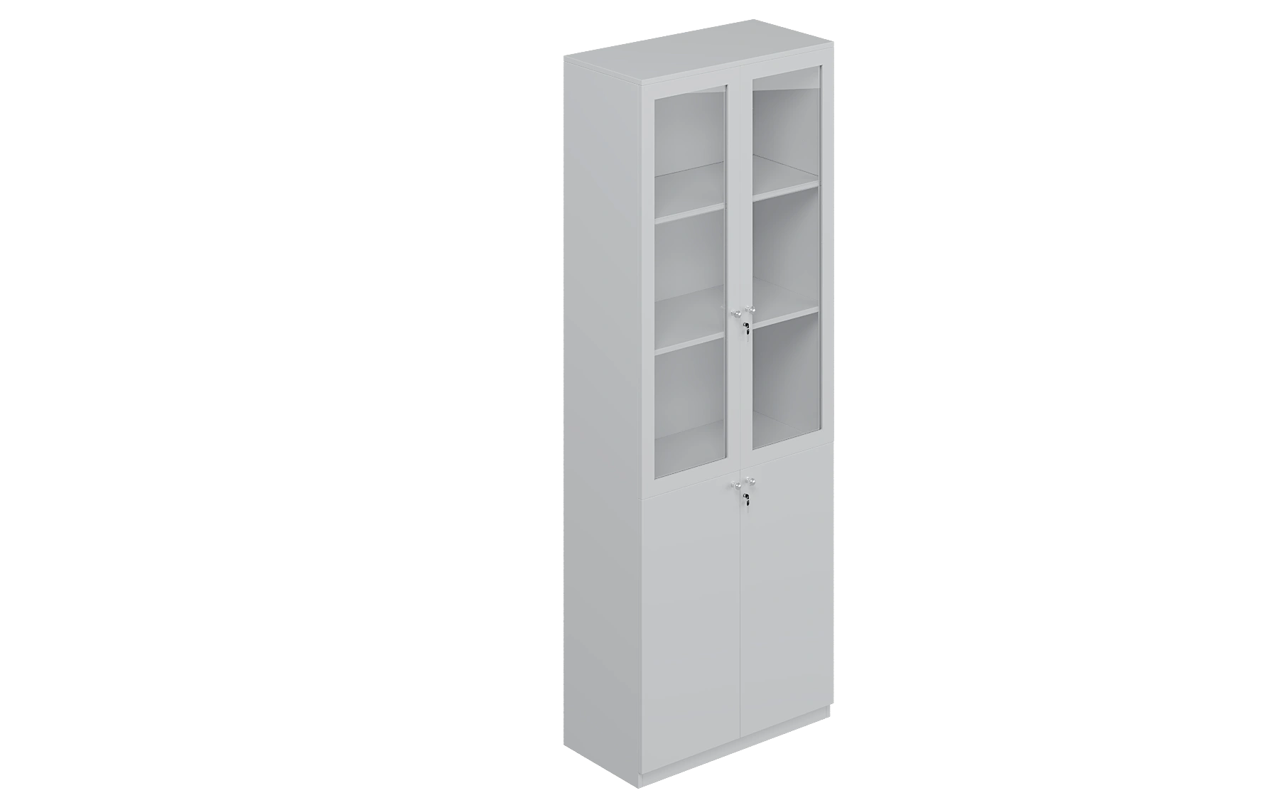 White Full Height Four-Door Glass Cabinet