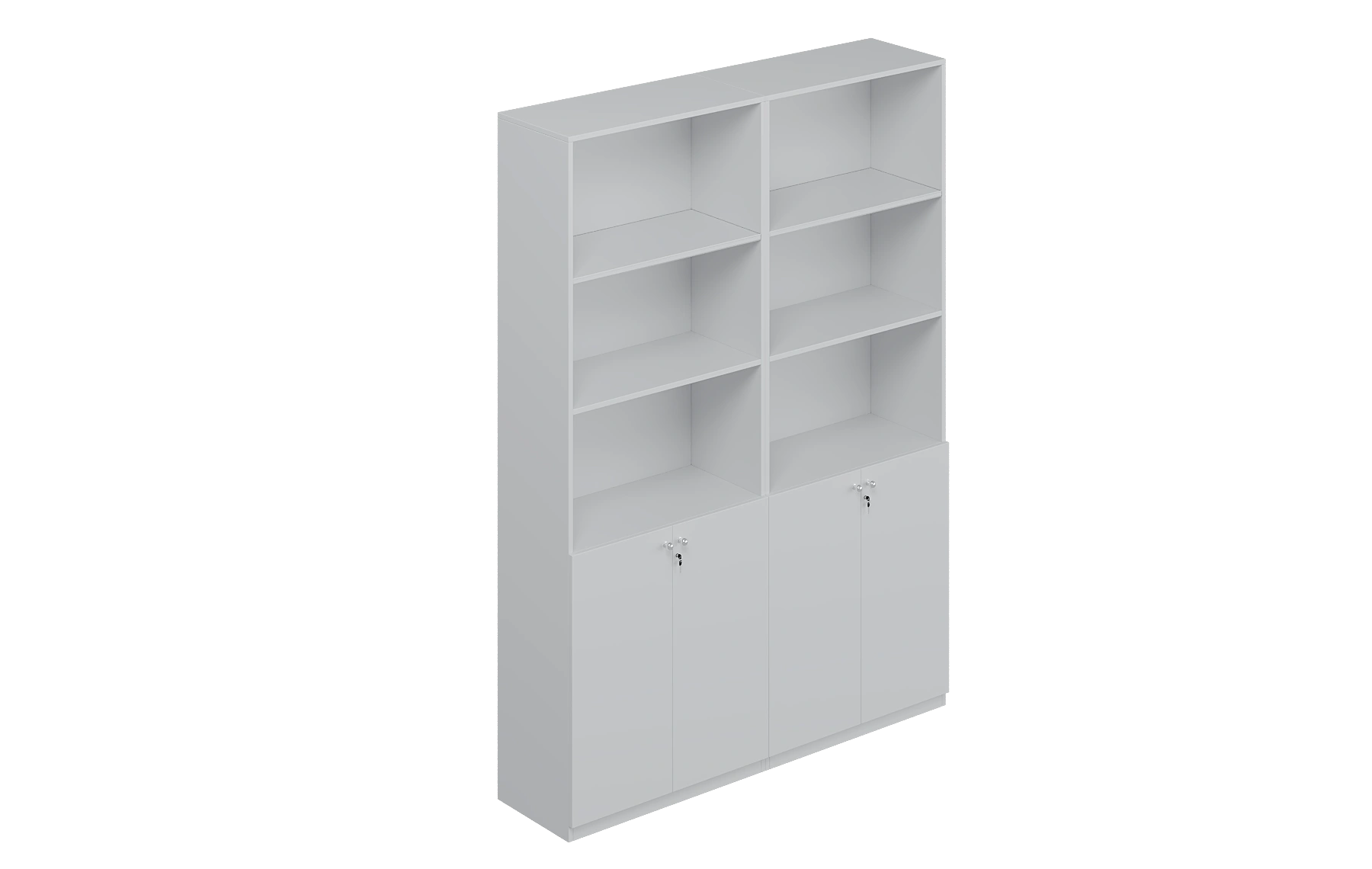 White Full Height Lower Four-Door and Top Open Storage Cabinet