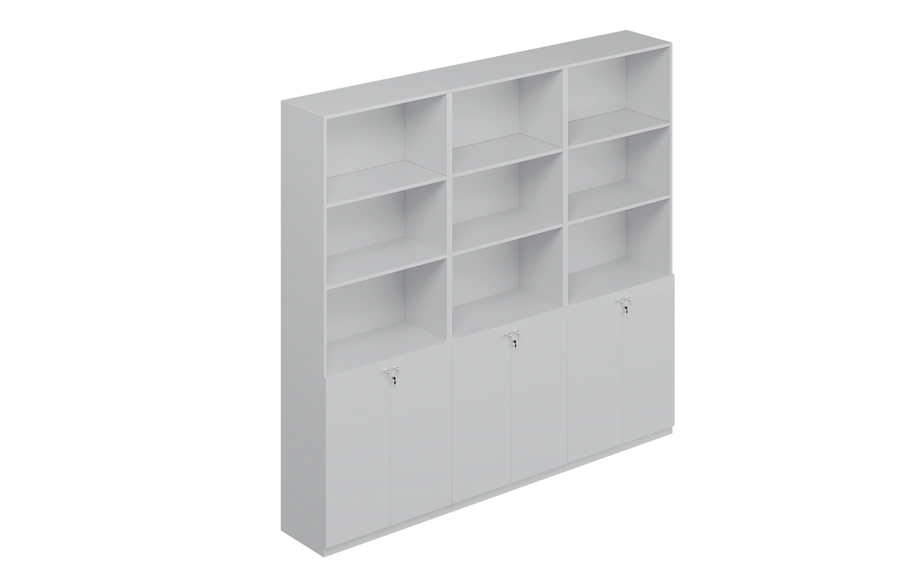 White Full Height Lower Six-Door and Top Open Storage Cabinet