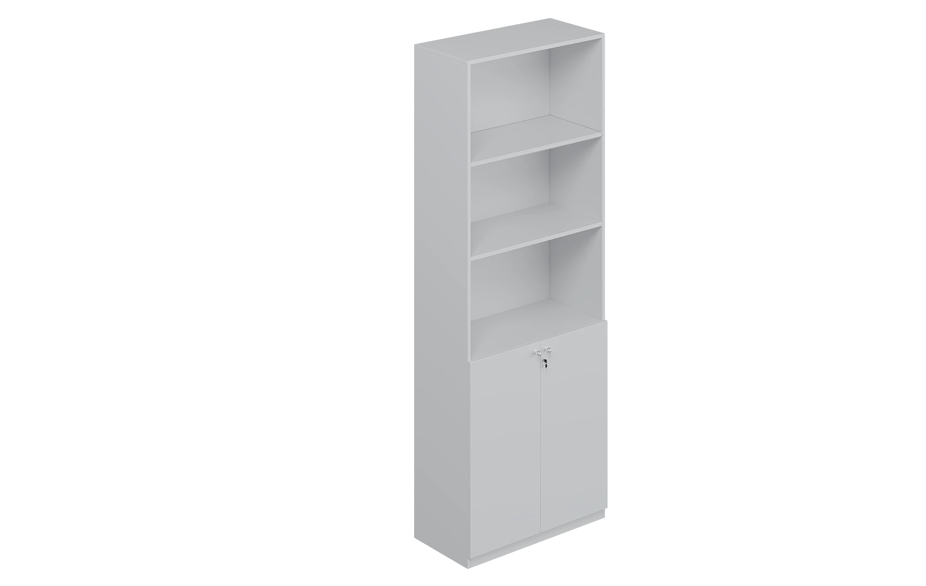 White Full Height Lower Two-Door and Top Open Storage Cabinet
