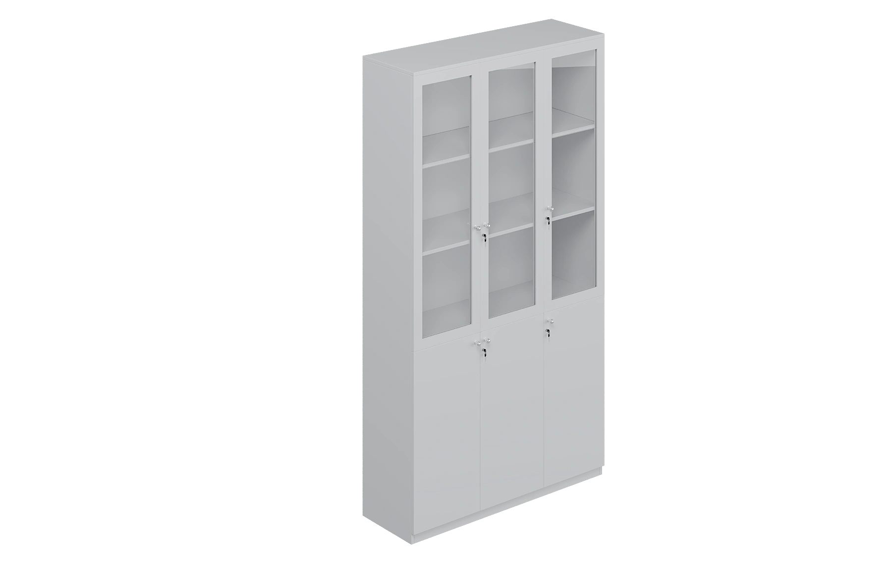 White Full Height Six-Door Glass Cabinet