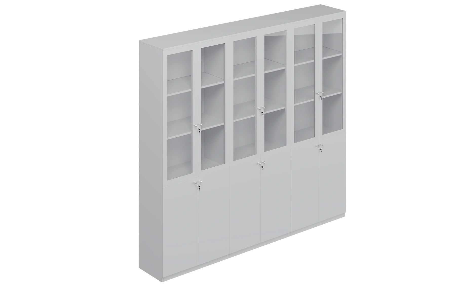 White Full Height Twelve-Door Glass Cabinet