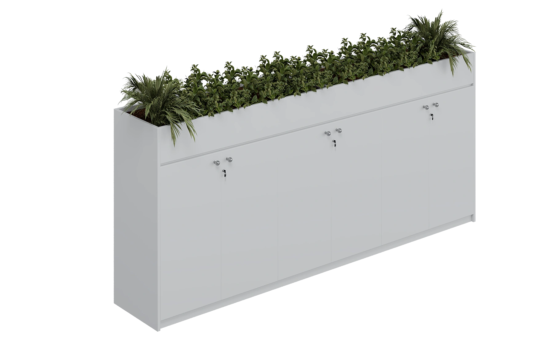 White (Low Height) Six-Door Top Planter Box Cabinet