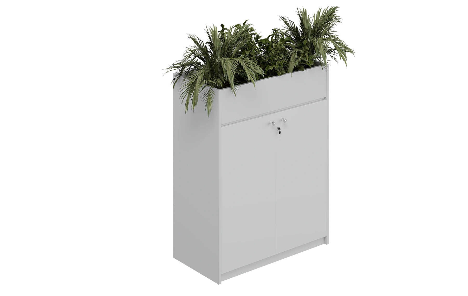 White (Low Height) Two-Door Top Planter Box Cabinet